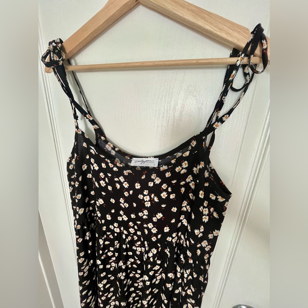Carly Jean Los Angeles Black Floral Tie-Shoulder Sundress